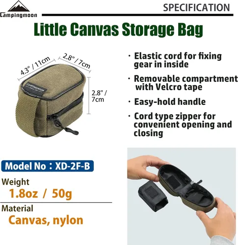 Vista 2 de camping moon Bolsa de almacenamiento para estufa de bolsillo para micro regulador de lona resistente XD-2F-B
