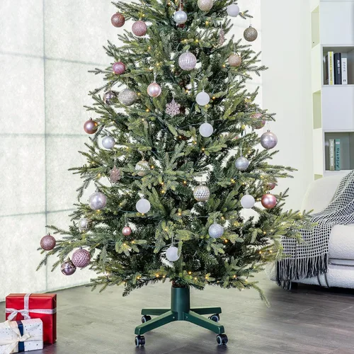 Vista 6 de Blissun Soporte de árbol de Navidad para árboles de Navidad artificiales, soporte para árbol de Navidad artificial con ruedas móviles, soporte
