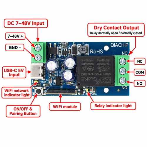Vista 3 de Módulo de relé inteligente inalámbrico Ewelink WiFi USB 5V 4 canales, autobloqueante, contacto seco, interruptor de palanca remoto para control