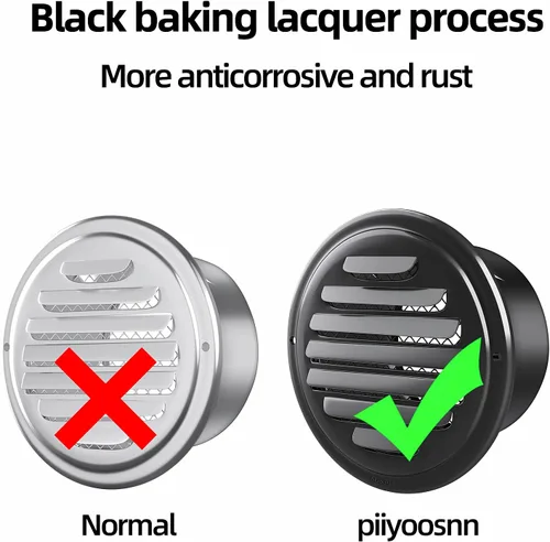 Vista 4 de Cubierta de ventilación de aire de 3 pulgadas, rejilla de ventilación con aletas de acero inoxidable 304, piiyoosnn, rejilla de ventilación plana