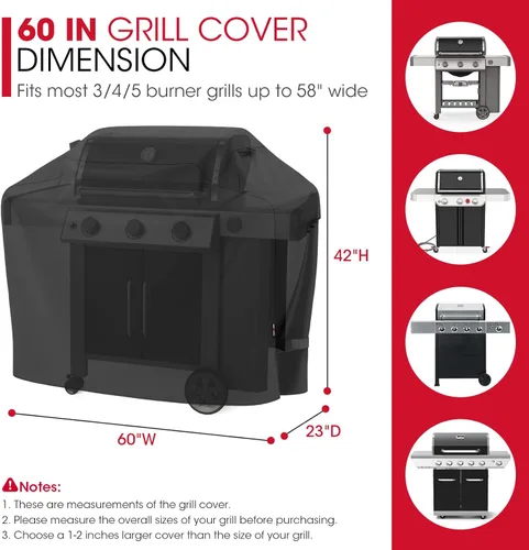 Vista 3 de Cobertor Unicook impermeable para parrilla a gas: de 60 pulgadas, resistente a la decoloración y a los rayos UV, duradero y práctico, para parrillas