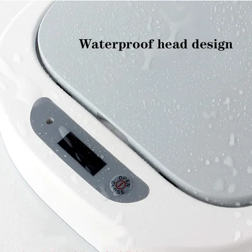 Vista 4 de Cesta de basura de 1.8 galones, impermeable, pequeño cubo de basura de plástico estrecho para baño, bote de basura sin contacto, funciona con 2