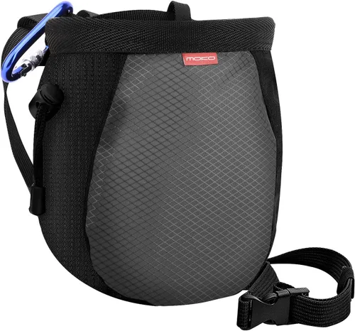 Vista 9 de Moko Rock Climbing Chalk Bag, Bouldering Chalk Pot Bucket with Adjustable Belt & Carabiner Drawstring Climbing Gear