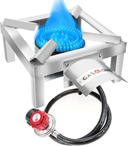 Vista 9 de GasOne - Quemador de propano doble de alta presión, cocina al aire libre con protector térmico y protector, cabezal de quemador de propano
