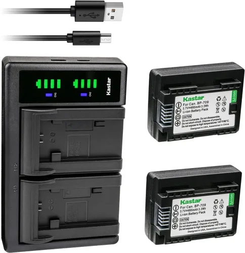 Kastar Paquete de 2 baterías BP-709 y cargador USB LTD2 compatible con Canon VIXIA HF R60 HFR60, VIXIA HF R62 HFR62, VIXIA HF R70 HFR70, VIXIA HF