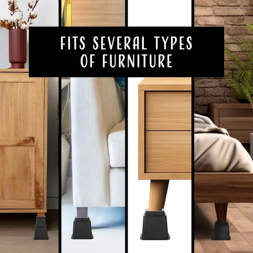 Vista 5 de HOLDN' STORAGE Elevadores de cama ajustables y elevadores de muebles, elevador de cama apilable de 3, 5 u 8 pulgadas, juego de 4 elevadores de cama