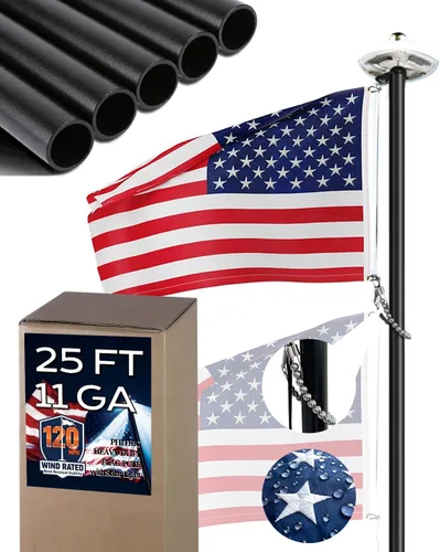 Vista 9 de Mástil de bandera PHITRIC, mástil giratorio sin enredos de acero inoxidable resistente a la oxidación para banderas de aficionado de 3x5
