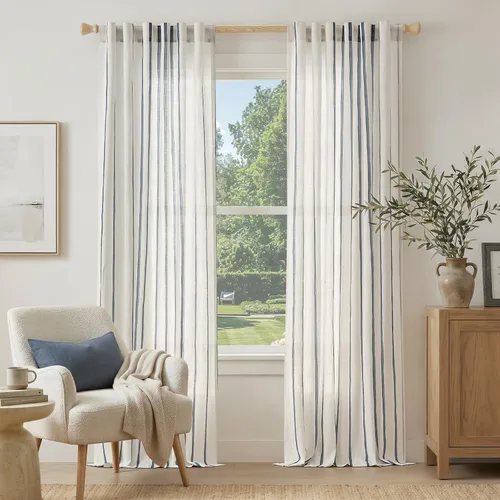 Vista 28 de Vangao - Cortinas boho con rayas negras estilo granja, 63 pulgadas de largo, diseño geométrico de mudcloth, cortinas de lino para sala de estar