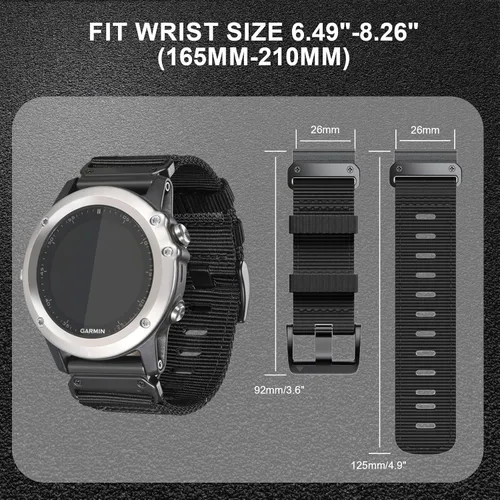 Vista 4 de 26mm Correa de reloj de nylon compatible con Garmin Fenix 7X/ Fenix 6X/ Fenix 5X/ Tactix Delta, Correas Camouflage Quickfit para Garmin Fenix 3/3