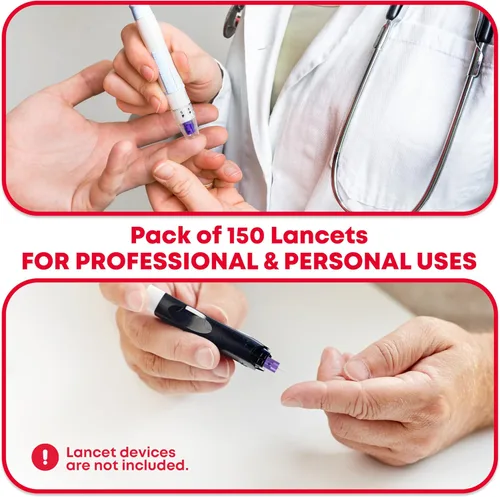 Vista 6 de Ever Ready First Aid Lancetas estériles con tapa giratoria de 1.06 oz, color morado, 150