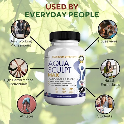 Vista 4 de Aqua Sculpt Max Suplemento dietético de máxima fuerza, 60 cápsulas, apoyo natural, suministro para 30 días (1)