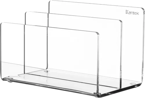 Soporte acrílico Kantek para monitor con almacenamiento de teclado, sostiene hasta 50 libras, Transparente