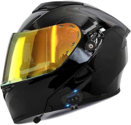 Vista 24 de Casco modular Bluetooth para motocicleta, aprobado por DOT, abatible, de cara completa, integrado, antivaho, doble visera, casco para motocicleta