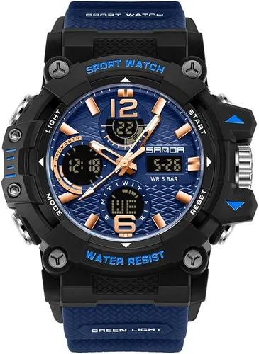 Vista 8 de FANMIS Relojes deportivos analógicos digitales para hombre, multifuncionales, 164.0 ft, impermeable, con alarma LED, retroiluminación, analógico
