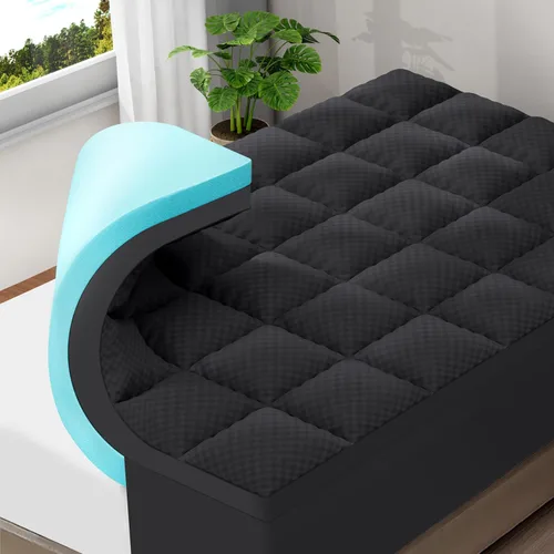 Vista 12 de OLANLY Cubrecolchón de Espuma Viscoelástica de Doble Capa de 4 Pulgadas Tamaño Queen para Dolor de Espalda, Funda de Colchón Tipo Pillow Top