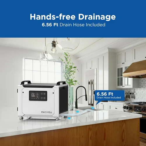 Vista 3 de Deshumidificador comercial de 70 pintas con manguera de drenaje, deshumidificadores compactos para espacios de acceso restringido, sótano y hogar