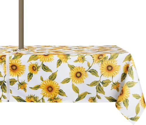Vista 42 de EHouseHome Mantel redondo de 60 pulgadas para exteriores e interiores con agujero para sombrilla y cremallera, paños de patio impermeables