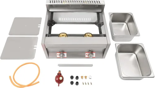 Vista 3 de Freidora de gas, freidora de gas comercial de 3.2 galones con freidora de propano de 2 tanques/freidora de gas propano para encimera para el hogar