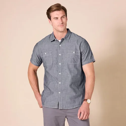 Vista 6 de Tienda Essentials - Camisa de popelina de manga corta de ajuste regular para hombre