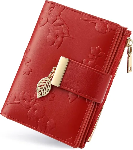 Vista 8 de yiijay Billetera pequeña para mujer, con bloqueo RFID, de piel, plegable, tarjetero para tarjetas de crédito para mujeres, cartera compacta