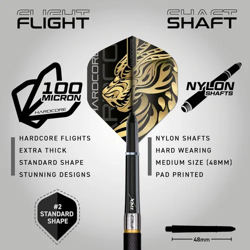 Vista 3 de RED DRAGON - Golden Eyes - 22g, 24g, 26g, 28g, 30g, 32g Professional 85% Tungsten Darts Set with Flights and Stems