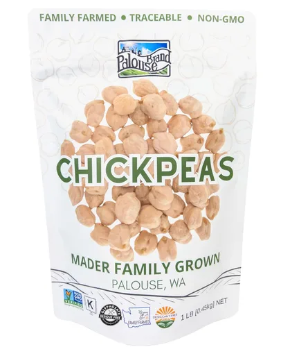 Palouse Brand Garbanzos certificados sin residuos de glifosato | Frijoles de Garbanzo | 1 libra | Cultivado familiar en el estado de Washington |