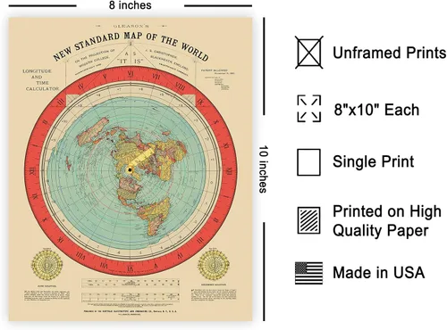 Vista 2 de Poster Master Póster de mapa vintage – Impresión artística de pared sin marco de 8 x 10 pulgadas – Nuevo mapa del mundo – mapa de Gleason de tierra