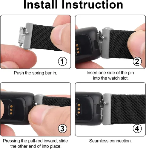 Vista 3 de Vancle Correas elásticas para Fitbit Inspire 3 para mujeres, bandas ajustables y transpirables de nylon elástico compatibles con Fitbit Inspire 3