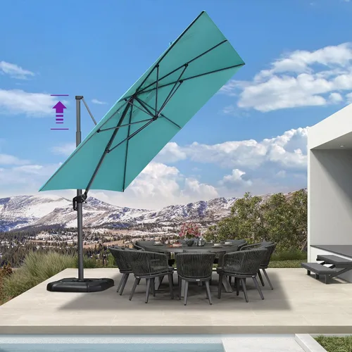 Vista 50 de PURPLE LEAF Sombrilla de Patio de 8 Pies para Exteriores Sombrilla Cantilever Cuadrada de Aluminio Sombrilla Offset con Rotación de 360 Grados