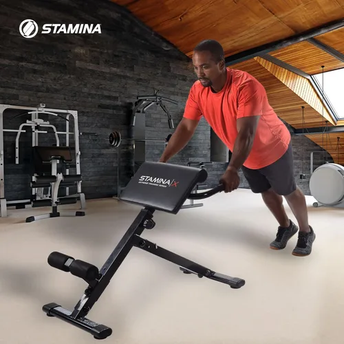Vista 5 de Stamina X Banco de peso ajustable para ejercicios de abdominales, espalda y núcleo, banco de hiperextensión para sentadillas y fitness