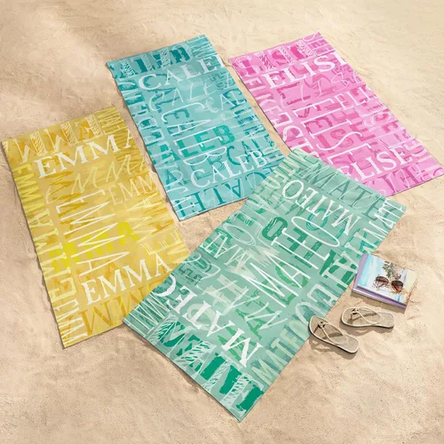Vista 8 de Let's Make Memories - Toalla de playa personalizada, toalla de piscina de microfibra personalizada, 4 colores, personalizable con tu nombre, 30 x 60