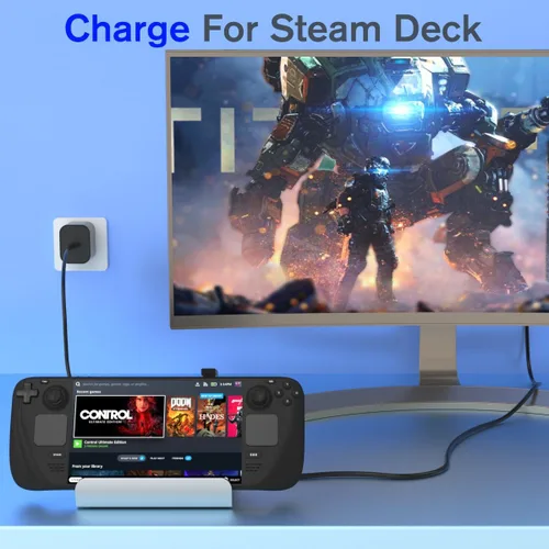 Vista 4 de Cargador para Nintendo Switch 2, adaptador de alimentación de CA de 60 W, carga rápida para Nintendo Switch2Switch2SwitchLITEOLEDSteam Deck