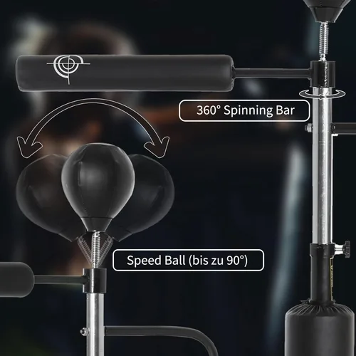 Vista 3 de Soozier 4-in-1 Punching Bag for Adults, Freestanding Boxing Bag with 2 Speed Bag, Boxing Training Equipment with 360° Relax Bar, Reflex Bag