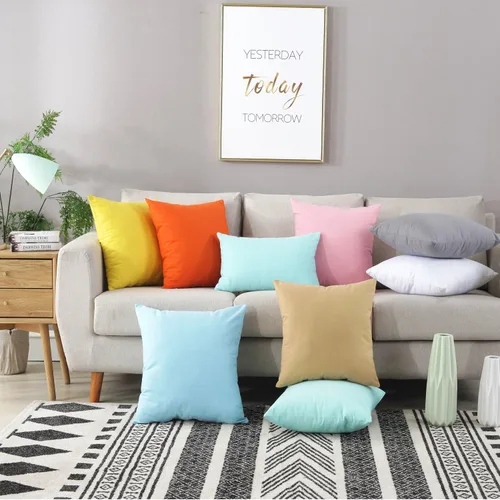 Vista 6 de TAOSON - Funda de cojín cuadrada de lona de algodón con cierre de cremallera oculto, disponible varios