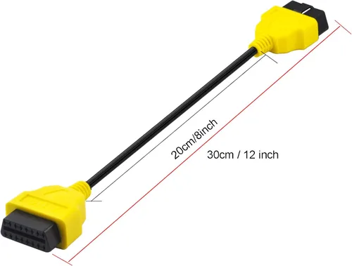 Vista 5 de 1 pie 11.8 in 12 "OBD II OBD2 16 Pin macho a hembra Cable de extensión de diagnóstico del coche adaptador de cable negro