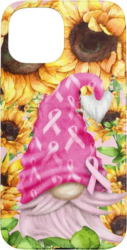 Vista 6 de Funny Breast Cancer Sunflower For Women Cute Pink Gnome Case for iPhone 16