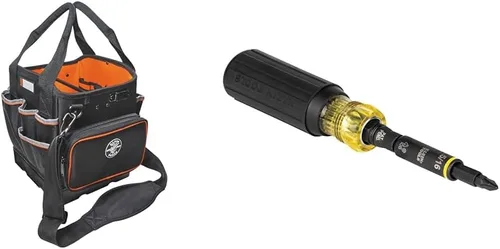 Vista 11 de Klein Tools 55419SP-14 Bolsa de herramientas con correa para el hombro tiene 14 bolsillos para almacenamiento de herramientas, puede adaptarse a