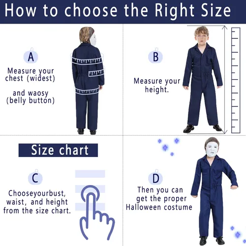 Vista 7 de Firecos Halloween Horror Killer Cosplay Jumpsuit Coveralls Costume Props Halloween Costume with Mask for Kids Boys