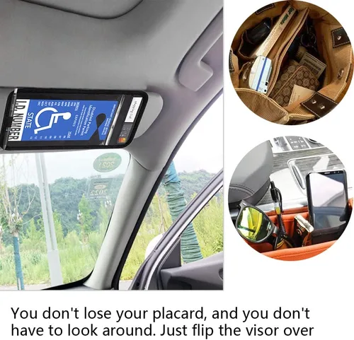 Vista 2 de lofrcin Soporte para Placa de Discapacitado para Auto, 1 Pieza Soporte para Placa de Visera Negro, Soporte para Placa de Discapacitado