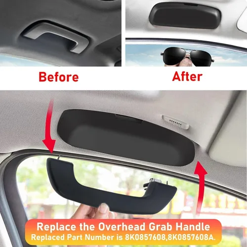 Vista 4 de TTCR-II Soporte interior para lentes de sol compatible con Audi A3 A4 A6 A7 A8 e-tron Q3 Q5 Q7 Q8 RS3 RS6 RS7 RS Q8 S3 S4 S6 S7 S8 SQ5 SQ7 SQ8