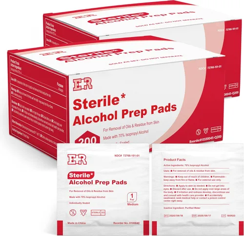 Vista 7 de Ever Ready First Aid Almohadillas de preparación de alcohol, toallitas de alcohol medianas de 2 capas, hisopos envueltos individualmente, saturados