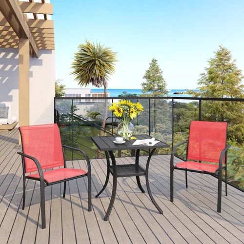 Vista 116 de VICLLAX Juego de comedor de patio de 7 piezas para 6, juego de muebles de exterior incluye mesa rectangular de 59 pulgadas para exteriores y 6