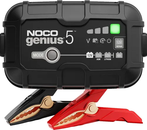 NOCO GENIUS5: Cargador de batería inteligente 5A 6V/12V - Mantenedor automático, cargador de goteo y desulfatador con protección contra sobrecarga y