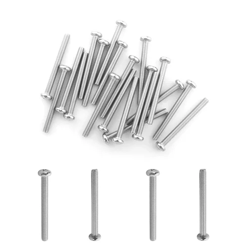 Vista 182 de MroMax 30 tornillos de máquina Phillips de cabeza plana M2 x 0.197 in, acero inoxidable 304 18-8, rosca completa, tornillos de cabeza cruzada gris