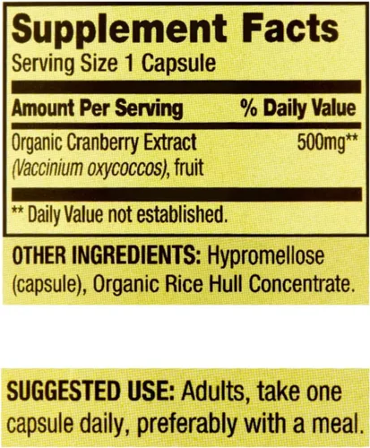 Vista 3 de Spring Valley Extracto de arándano 500 mg - 60 cápsulas vegetarianas + adhesivo STS.