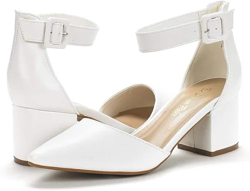 Vista 2 de DREAM PAIRS ANNEE - Zapatos de tacón bajo y grueso con punta puntiaguda