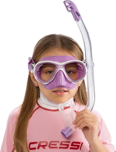 Vista 6 de Cressi Snorkel Premium para Niños - Blanco/Lila