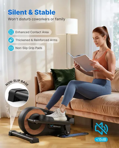 Vista 5 de Sitting Under Desk Elliptical Machine, Leg Exerciser While Sitting for Seniors, Seated Pedal Exerciser, Quiet & Portable Pedal Exerciser with 8