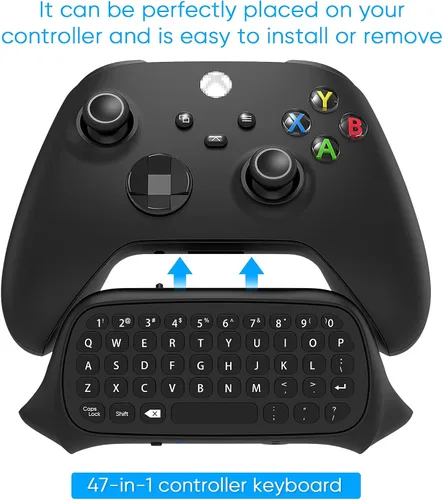 Vista 2 de Teclado para Xbox Series XS Controller para Xbox OneSController Gamepad 24Ghz Mini QWERTY Teclado Gaming Chatpad con conector de audioauriculares