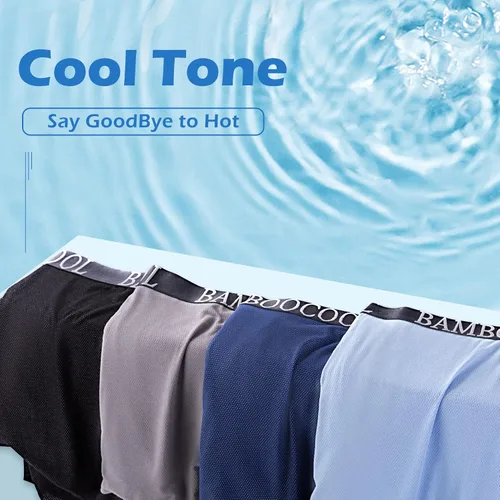 Vista 7 de BAMBOO COOL Men's Cool Breathable Mesh Underwear Moisture-Wicking Boxer Briefs Performance 4 Pack